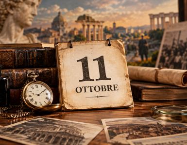 Accadde oggi 11 ottobre — illustrazione editoriale