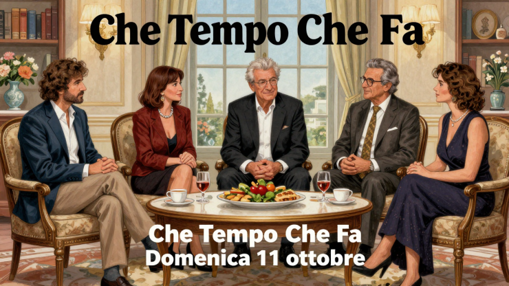 Che Tempo Che Fa Domenica 11 ottobre gli ospiti di Fazio - illustrazione AI