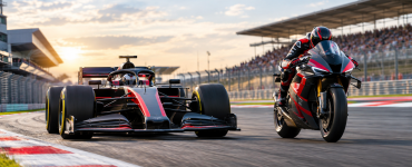 F1 e MotoGP oggi 9 ottobre 2026 — illustrazione editoriale