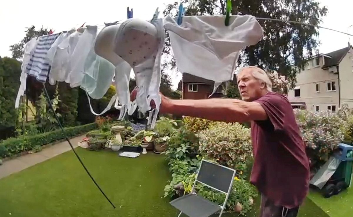 Rob May in her garden