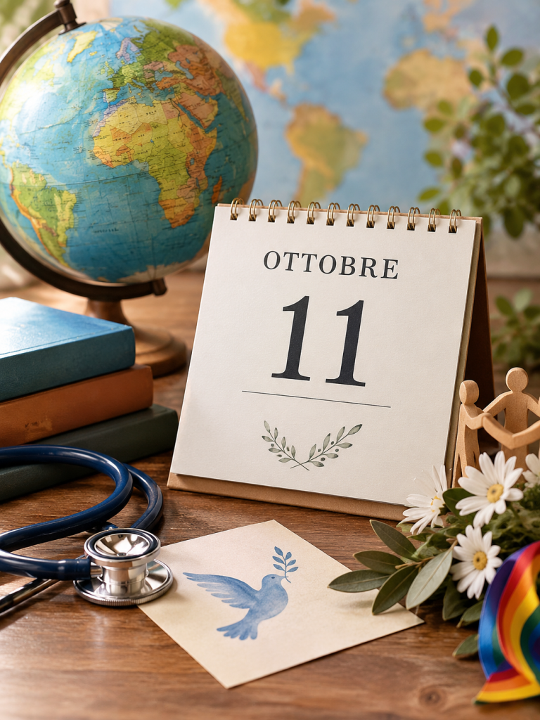 Giornate mondiali e ricorrenze del 11 ottobre — illustrazione editoriale