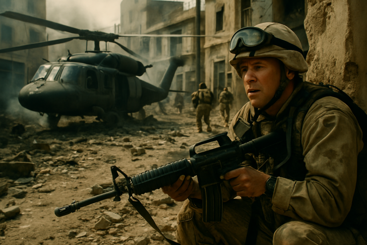 come finisce Black Hawk Down - Black Hawk abbattuto – illustrazione originale