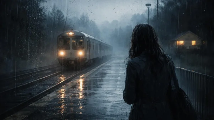 Illustrazione originale ispirata a La ragazza del treno