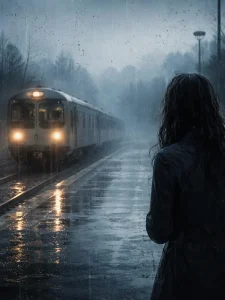 Illustrazione originale ispirata a La ragazza del treno